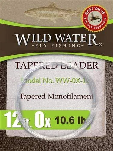 Fishing Line For Tuna-Wild Water Fly Fishing 12ft Tapered Monofilament Leader 0X (Qty 6)