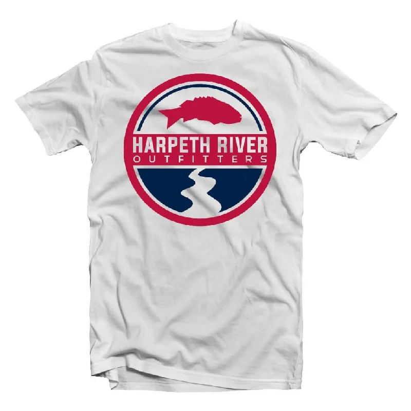 Fishing Line That Is Extra Thick-Harpeth River Logo T-Shirt Red, White, and Blue