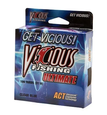 Ultra Strong Fishing Line-Vicious Ultimate Clear/Blue Mono 100yd 20lb