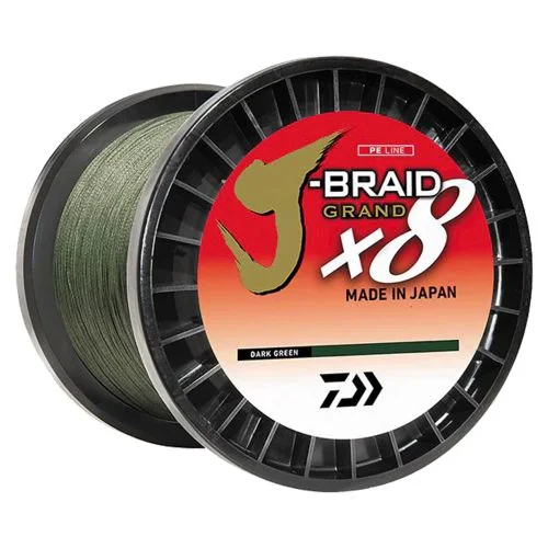 Fishing Line For Spinning Reels-Daiwa J-Braid x8 Grand Braided Line - 50 lb. - 3000 yd. - Dark Green