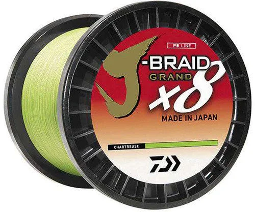 Fluorocarbon Fishing Line-Daiwa J-Braid X8 Grand Braided Line - Chartreuse - 20lb - 3000yds