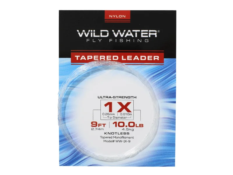 High Abrasion Resistance Fishing Line-Wild Water Fly Fishing 9ft Tapered Monofilament Leader 1X (Qty 6)