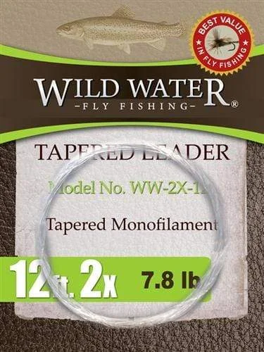 Fishing Line For Muskie-Wild Water Fly Fishing 12ft Tapered Monofilament Leader 2X (Qty 6)