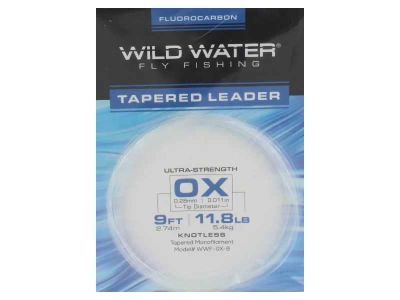 Best Fishing Line For Crankbaits-Wild Water Fly Fishing Fluorocarbon Leader 0X, 9ft (Qty 3)