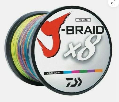 Fishing Line With Low Visibility-Daiwa J-Braid x8 Grand 80lb. 3000Y – Multi-Color.