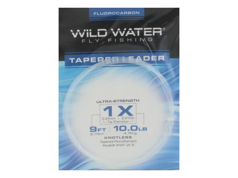 Best Fishing Line For Murky Water-Wild Water Fly Fishing Fluorocarbon Leader 1X, 9ft (Qty 3)