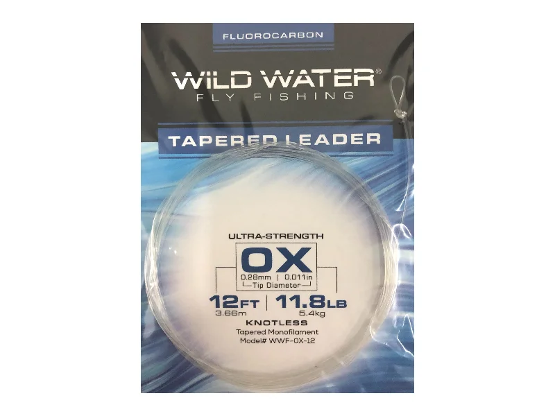 Best Fishing Line For Jigs-Wild Water Fly Fishing Fluorocarbon Leader 0X, 12ft (Qty 3)