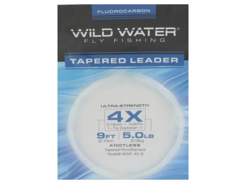 Fishing Line For Rockfish-Wild Water Fly Fishing Fluorocarbon Leader 4X, 9ft (Qty 3)