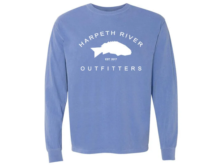 Best Fishing Line For Artificial Lures-Harpeth River Outfitters Long Sleeve Banner T-Shirt