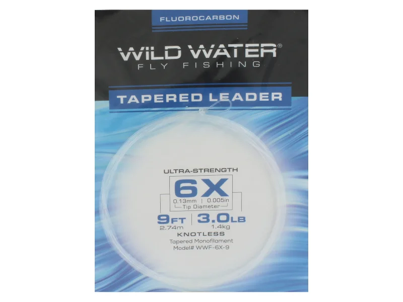 Fishing Line For Kingfish-Wild Water Fly Fishing Fluorocarbon Leader 6X, 9ft (Qty 3)