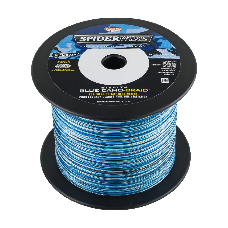 Fishing Line With High Knot Strength-Spiderwire Stealth Blue Camo 1500yd