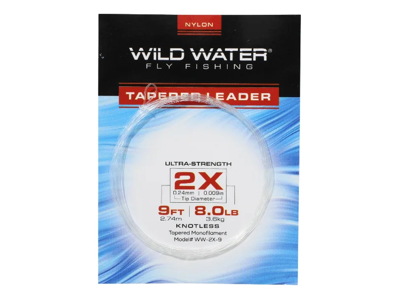 Fishing Line With High Sensitivity-Wild Water Fly Fishing 9ft Tapered Monofilament Leader 2X (Qty 6)