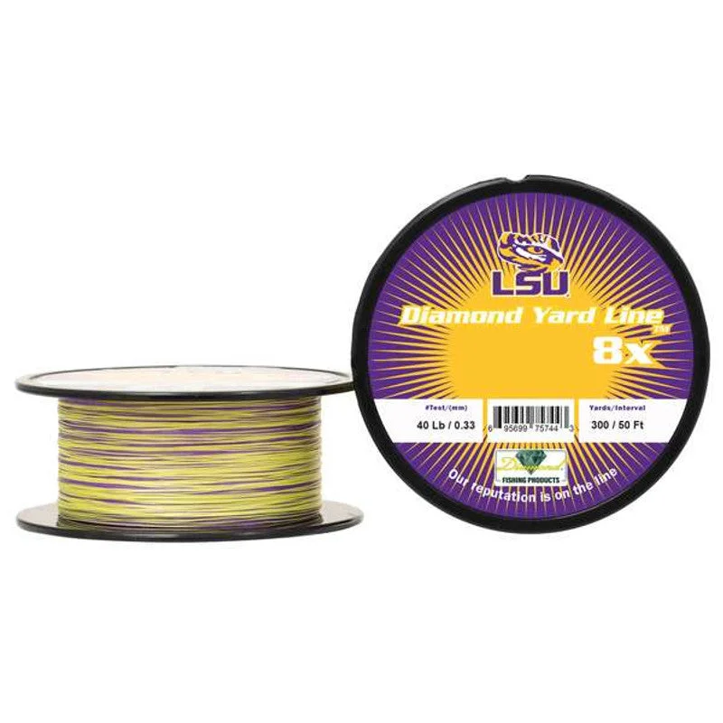 Best Fishing Line For Live Bait-Diamond Yard Line Collegiate 8X Solid Braided Line - LSU Purple/Yellow 300yd.