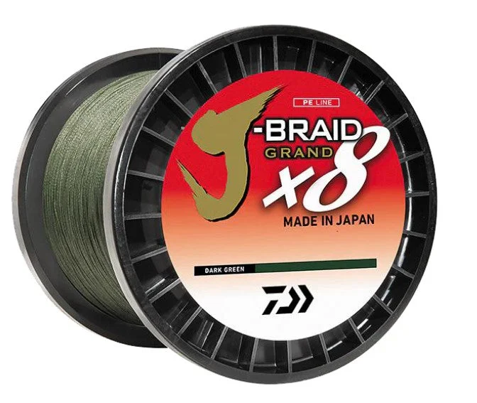 Fishing Line With UV Resistance-Daiwa J-Braid x8 Grand 30lb. 3000Y - Dark Green.