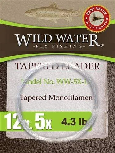 Fishing Line For Catfish-Wild Water Fly Fishing 12ft Tapered Monofilament Leader 5X (Qty 6)