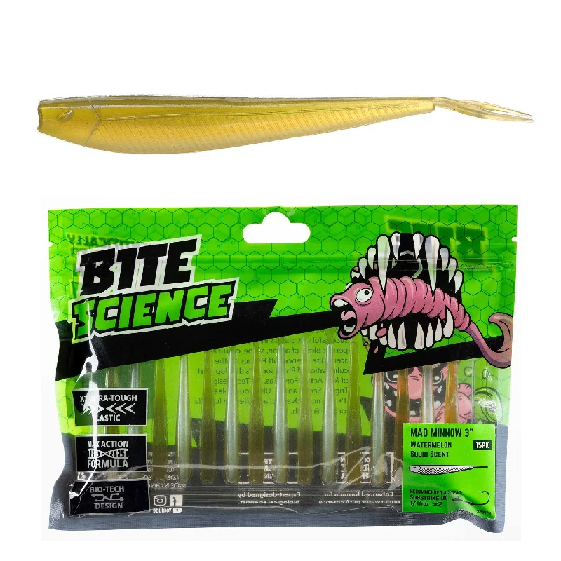 Snook Fishing Lures-Bite Science Mad Minnow Soft Plastic Lures