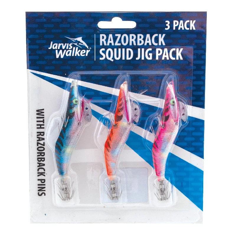 Rockfish Fishing Lures-Jarvis Walker Razorback Squid Jig Packs