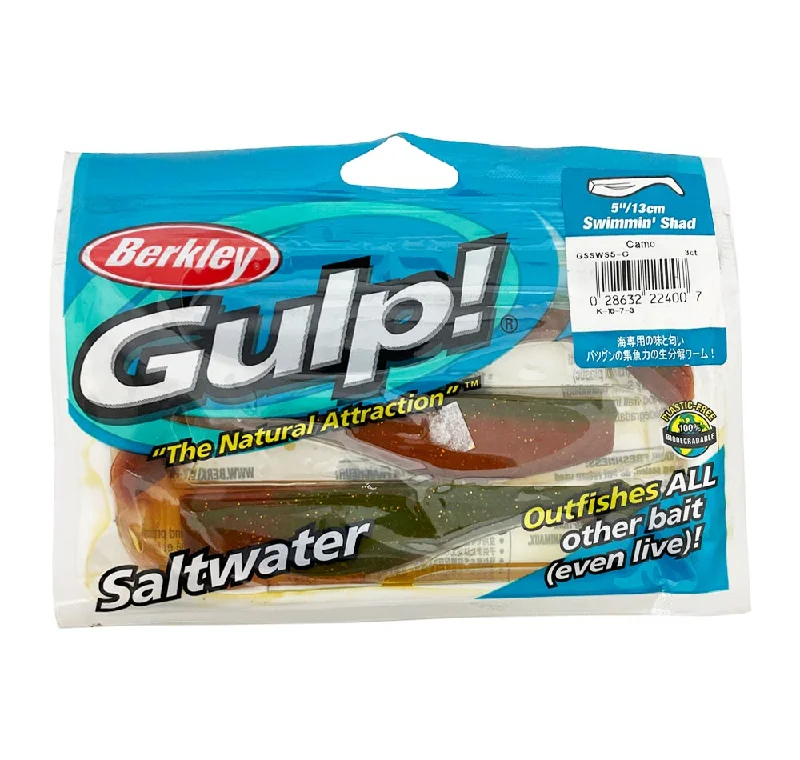 Jig Fishing Lures-Berkley Gulp Swimmin Shad 5" Soft Plastics