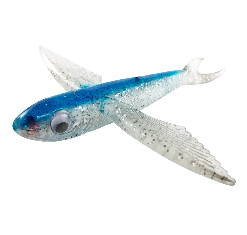 Tilapia Fishing Lures-Buku Flying Fish Teaser Blue Silver