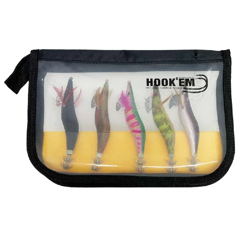 Best Fishing Lures For Bank Fishing-Hook'Em Squid Jig Kit