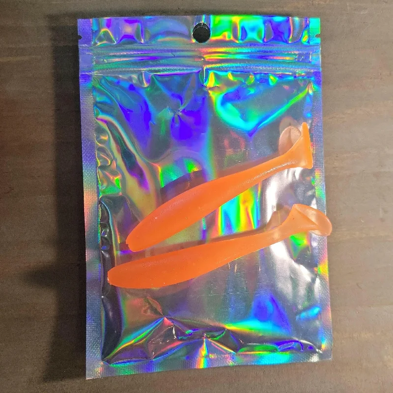 Highly Visible Fishing Lures-Reber's Rigs Slim (Paddle Tail) 3.5" Orange Soft Plastic Bait 8/pk