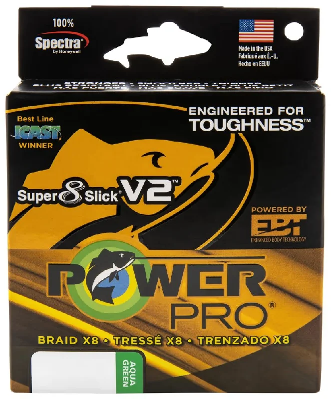 Fishing Line For Trolling-PowerPro Super 8 Slick V2 Braided Line - 20 lb. - Aqua Green- 300 Yds