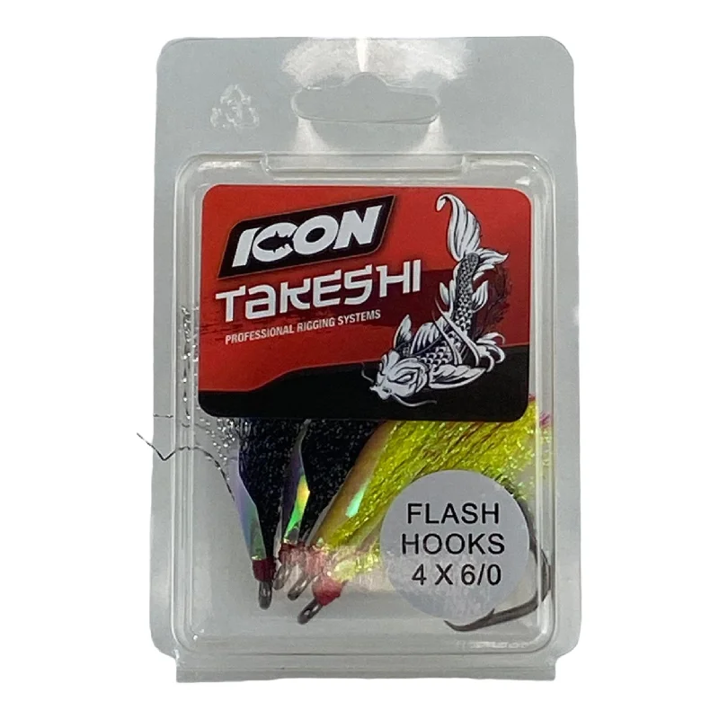 Heavy-Duty Fishing Hook-Icon Takeshi Flasher Hooks 6/0 4pk