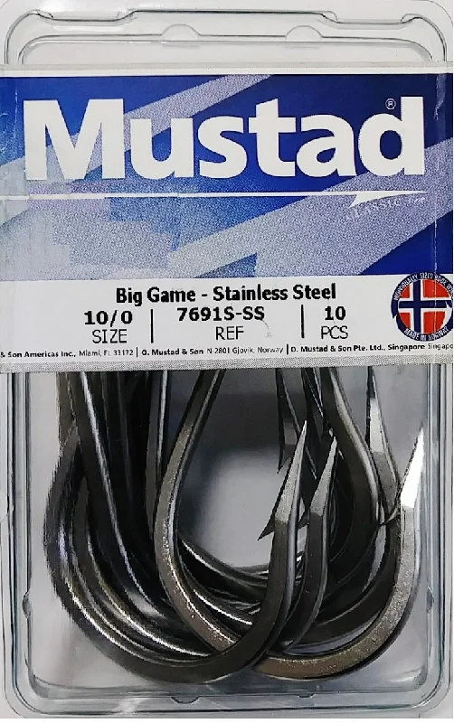 Best Fishing Hook For Open Water-Mustad Big Game 7691S-SS 10/0