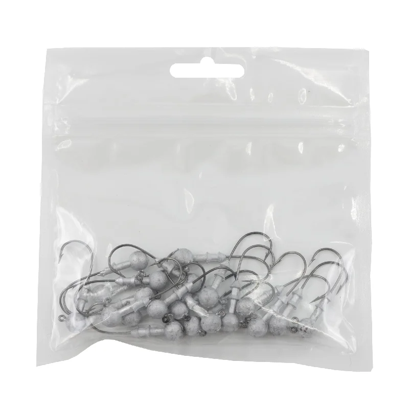 Best Fishing Hook For Aggressive Strikes-Round Double Barb Jig Head - 20 Pack