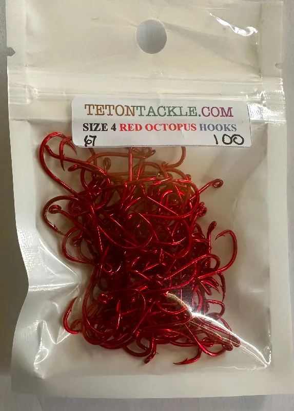 Best Fishing Hook For Crankbaits-Hooks - Red Octopus Hooks - Size 4 (100 Pack)