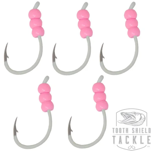 Best Fishing Hook For Soft Mouth Fish-Tungsten Weighted Plummeting Tip-up / Dead stick Hooks Fluorescent 5 Pack #4 Hook [Salmon Pink]