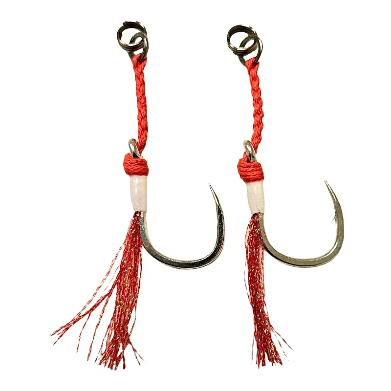 Barbless Fishing Hook-Pro Jigger™ Braided Single Assist Hooks with Split Ring