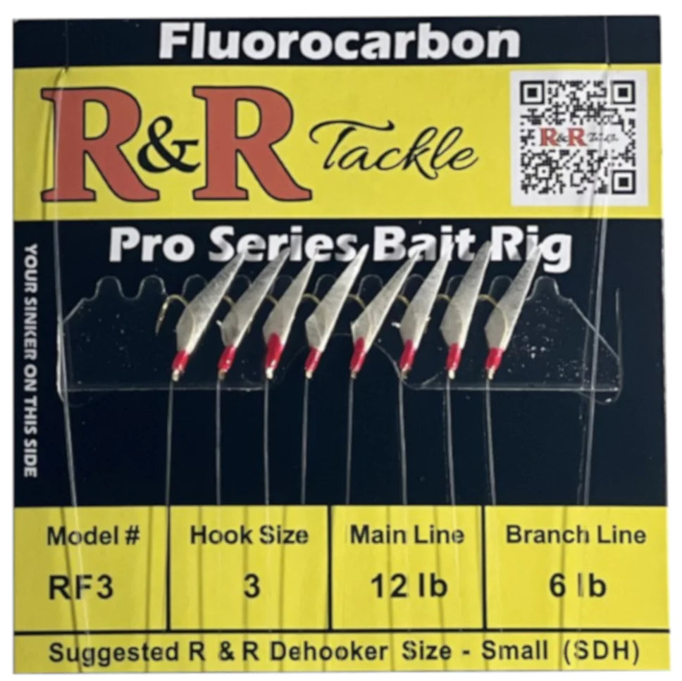 Finesse Fishing Hook-R&R Tackle - RF3 BAIT RIGS - 8 (SIZE 3) HOOKS WITH FISH SKIN & RED HEADS