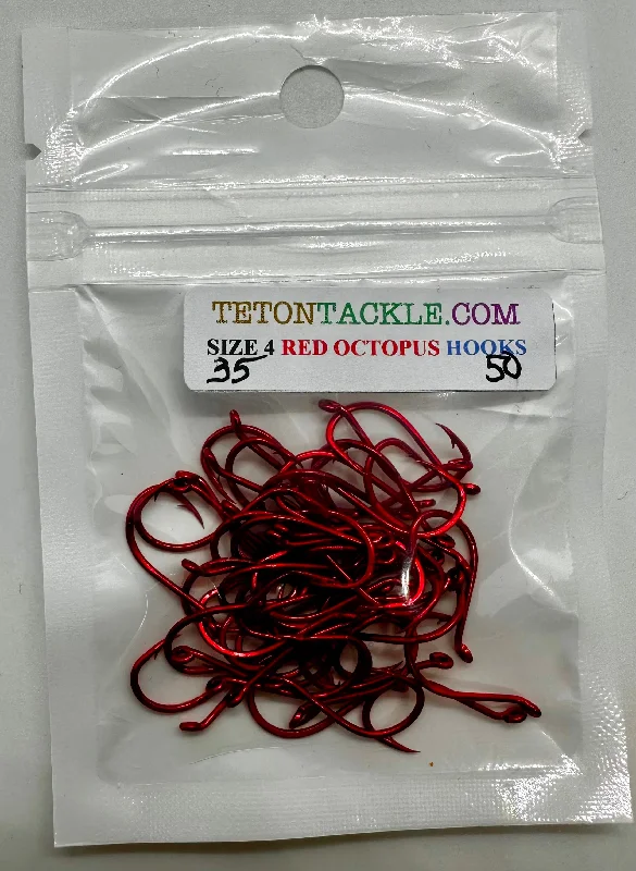 Best Fishing Hook For Spinnerbaits-Hooks - Red Octopus Hooks - Size 4 (50-Pack)