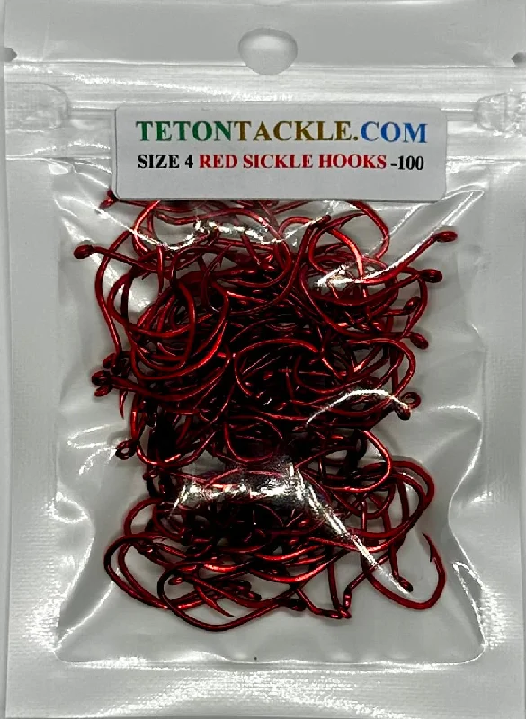 Best Fishing Hook For Power Fishing-Hooks - Red Sickle Hooks- Size 4-(100 Pack)