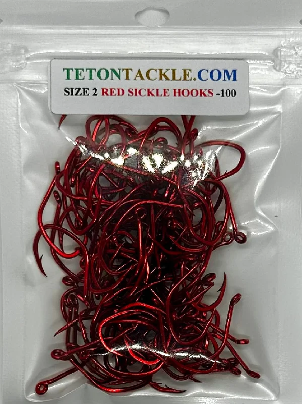 Best Fishing Hook For Soft Plastics-Hooks -Red Sickle Hooks-  Size 2 (100 Pack)