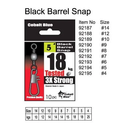 Bearing Swivels For Pier Fishing-Cobalt Blue Black Barrel Snap Swivel