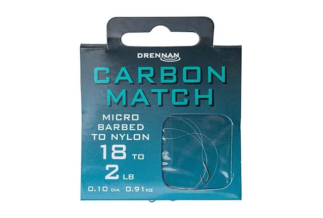 Light-Wire Fishing Hook-Drennan Carbon Match Hooks To Nylon