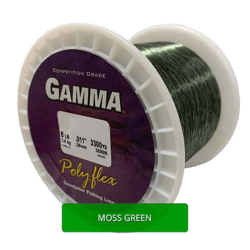 Fishing Line For Deep Sea Fishing-Gamma Polyflex Copolymer Fishing Line Bulk Spool Moss Green 14lb 3000yd