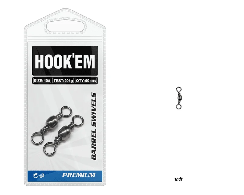 Bearing Swivels For Surf Fishing-Hook'em Fishing Barrel Swivels - Bulk Pack