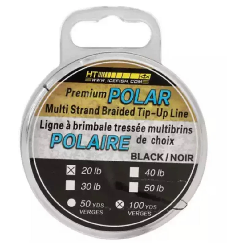 Fishing Line For Deep Sea Fishing-HT Enterprises Black Polar Ice Braided Tip Up Line 30LB 100YDS