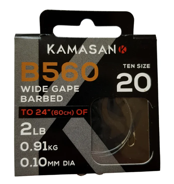 Single Fishing Hook-Kamasan B560 Barbed Hooks To Nylon