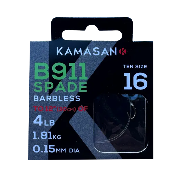 Barbless Fishing Hook-Kamasan B911 Spade End Barbless Hooks To Nylon