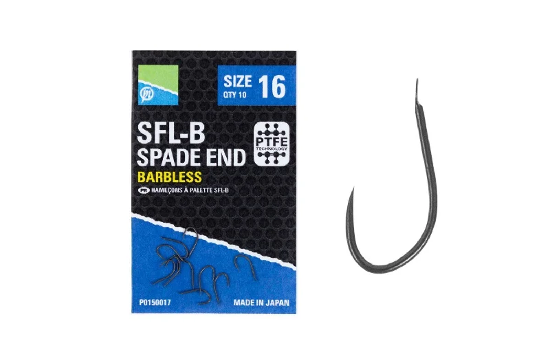 Barbed Fishing Hook-Preston SFL-B Spade End Barbless Hooks