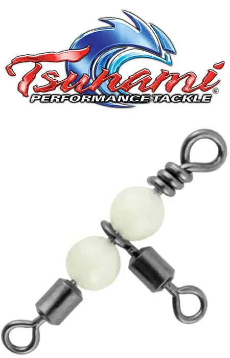 Double Ball Bearing Swivels-Tsunami Beaded Rolling T Swivel