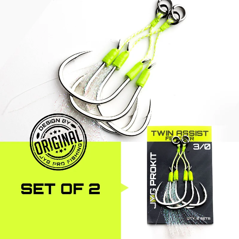 High-Carbon Steel Fishing Hook-TWIN ASSIST HOOKS FEATHER