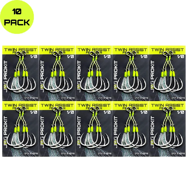 Light-Wire Fishing Hook-TWIN ASSIST HOOKS FEATHER 10PK