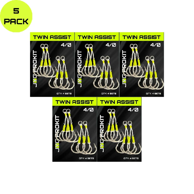 Anti-Corrosion Fishing Hook-TWIN ASSIST HOOKS VALUE PACK 4/0 5 PK