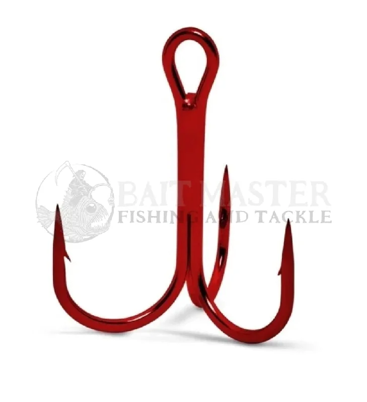 Best Fishing Hook For Boat Fishing-VMC 8540 TR Tin Red Vanadium Round Treble Hooks 10 pk