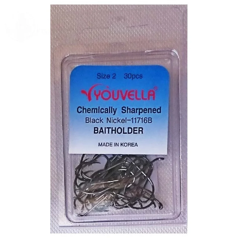 Best Fishing Hook For Pier Fishing-Youvella Chemically Sharpened Baitholder Value Pack 30 Fishing Hooks